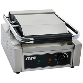 Saro PG 1 Barbecue électrique de table en acier inoxydable avec gril électrique, rainuré, double face, zB steaks, saucisses, 