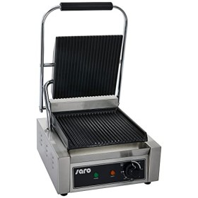 Saro PG 1 Barbecue électrique de table en acier inoxydable avec gril électrique, rainuré, double face, zB steaks, saucisses, 