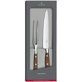 Victorinox Grand Maître, Set à découper, 2 pièces, Lame extra tranchante, avec manche en bois noble, Acier inoxydable, Brun