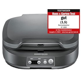 ROMMELSBACHER Appareil à croque-monsieur ST 1800, 4 sandwichs XL, revêtement antiadhésif, minuterie de 15 minutes, arrêt auto