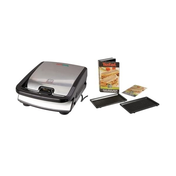 Tefal Snack Collection, Plaques Gaufres et Croque monsieur incluses, 2 Plaques Interchangeables, Noir/Acier Inoxydable, 700 W