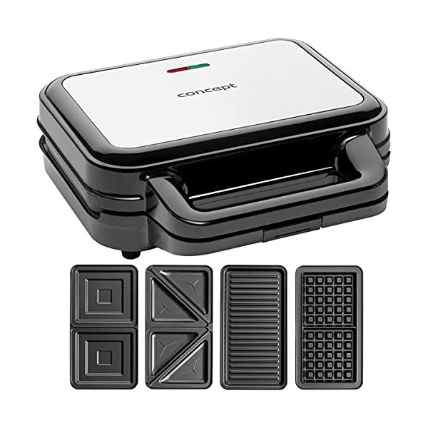 CONCEPT Hausgeräte SV3070 Appareil à croque-monsieur avec plaques interchangeables 4 en 1 900 W Noir