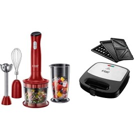 Russell Hobbs Mixeur Plongeant Multifonction 3en1 500ml, Compatible Lave Vaisselle - Rouge 24700-56 Desire & Appareil à Sandw