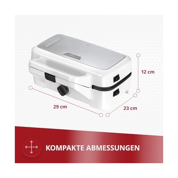 MPM MOP-33M Sandwichs 3 en 1, Plaques Interchangeables, Appareil à Croque Monsieur, Gaufrier Belge, Grill pour Viande et Pois