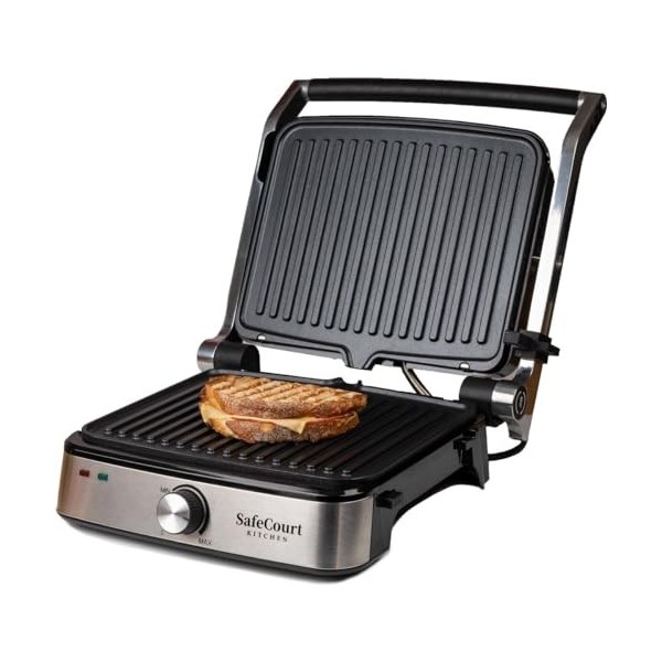 Safecourt Kitchen Grill à contact compact CG200 - Machine à sandwich - Grill - Plaques amovibles