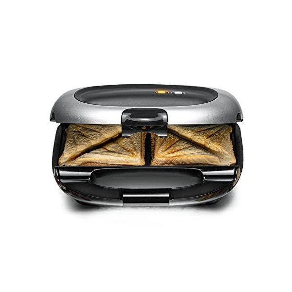 ROMMELSBACHER Appareil à croque-monsieur ST 1000 – Plaques de cuisson extra profondes, pour 2 sandwichs American XL, revêteme