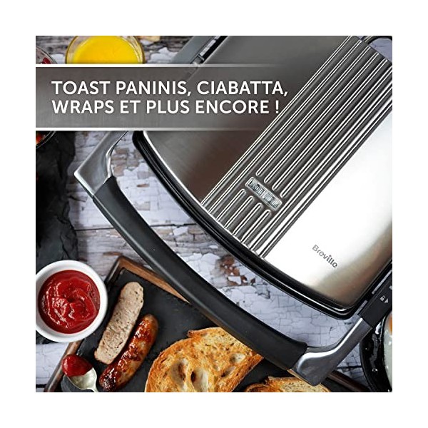 Breville Sandwich/Panini Press & Toastie Maker | 4-Slice | Stainless Steel [VST026X]