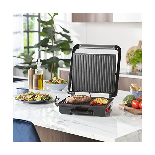 Appareil à paninis Princess noir brossé - Multifonction - Surface de cuisson 30 x 27 cm - 2 portions - 2 000 W