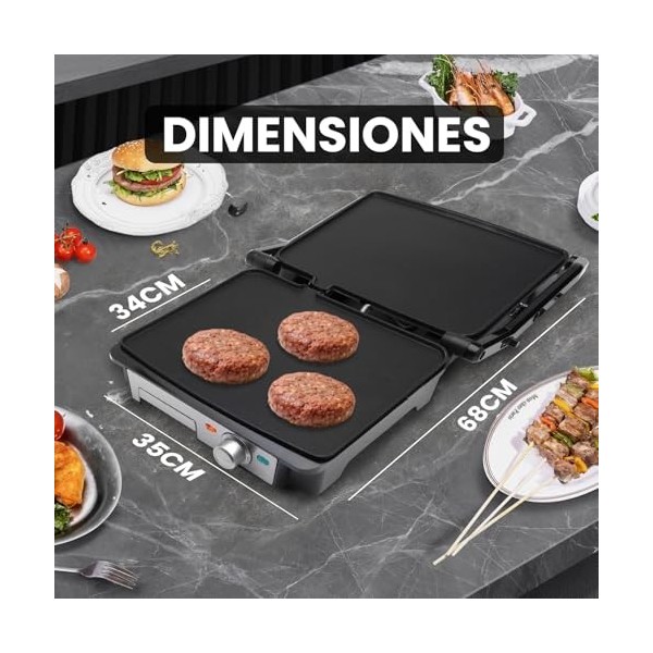 SOGO SS-7131 Machine à sandwich électrique à plaque chauffante plate 2000W, avec plaques de gril antiadhésives de surface de 