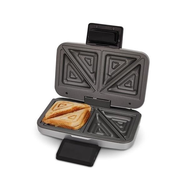 Cloer 6259 Appareil à croque-monsieur pour 2 sandwichs divisés en diagonale, American Toasts, Remplissage XXL, 900W, finition