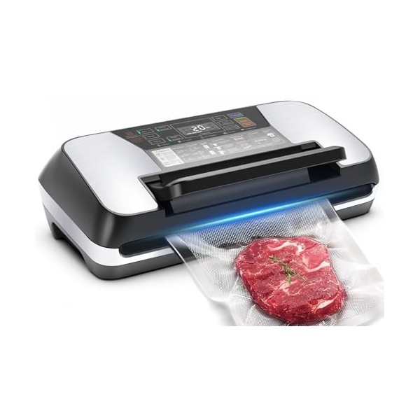 OidoZac Machine à emballer sous vide 85 kPa pour aliments, 12 en 1, avec poignée Easy-Lock, double soudure, coupe-papier inté
