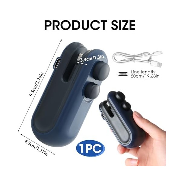 Mini scellant de sacs, 2 en 1 portable sous vide pour sceller et couper, machine à sceller les sacs en plastique rechargeable