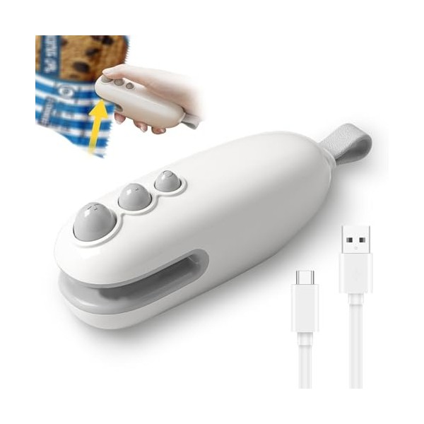 Mini scellant pour sacs, thermoscellant et cutter, scellant de sacs à sceller facilement, scellant magnétique avec USB rechar