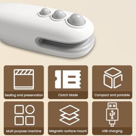 Mini scellant à chaud - 2 en 1 - Scelleur de sac à sceller facilement - Scelleur magnétique pour les collations et la conserv