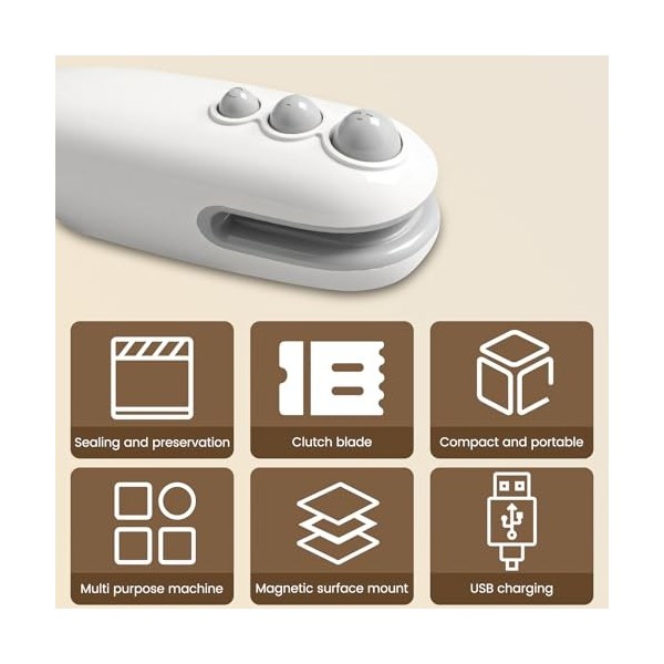Mini scellant à chaud - 2 en 1 - Scelleur de sac à sceller facilement - Scelleur magnétique pour les collations et la conserv