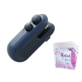 Abiyou Mini Scelleur,2 en 1 Portable Scelleuse avec 100 Pièces Sacs en Plastique,Scelleuse Manuelle Portable,2 en 1 Scelleuse