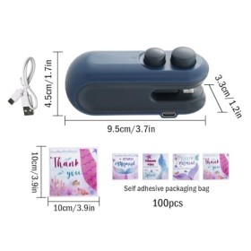 Abiyou Mini Scelleur,2 en 1 Portable Scelleuse avec 100 Pièces Sacs en Plastique,Scelleuse Manuelle Portable,2 en 1 Scelleuse