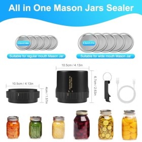 Euakee Kit de Scelleuse Sous Vide électrique pour Bocaux Mason, Scelleuse Sous Vide pour Bocaux Mason à Bouche Large et Régul