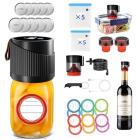 Kit de scellage sous vide électrique Mason Jar 4 en 1 pour bocaux Mason à ouverture large et régulière, scellant sous vide à 