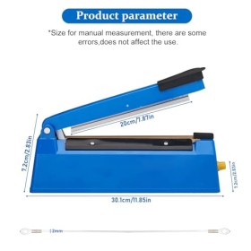 Machine à sceller à chaud - 200 mm - Pour film plastique - Largeur détanchéité : 2 mm - Soudeuse portable - Pour films plast