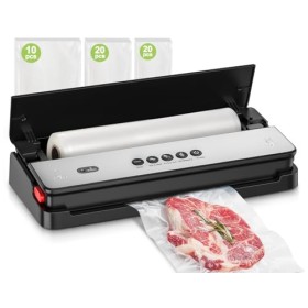 Bonsenkitchen Machine Sous Vide Alimentaire, Cutter Intégré et Rouleaux de Sacs et Kit de Démarrage, Dispositif Daspiration 