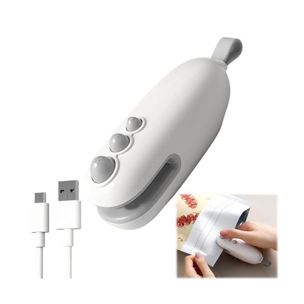 Mini scelleuse de sac, 2 en 1 rechargeable, machine à sceller à chaud portable avec magnétique, mini machine à sceller sous v