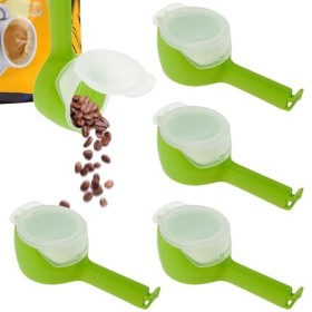 Lot de 4 clips à collation en plastique réutilisables pour farine, collation, flocons davoine 4, vert 