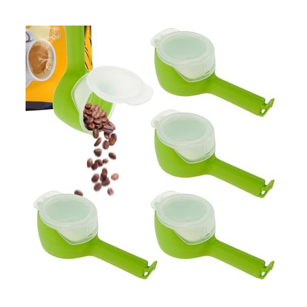 Lot de 4 clips à collation en plastique réutilisables pour farine, collation, flocons davoine 4, vert 