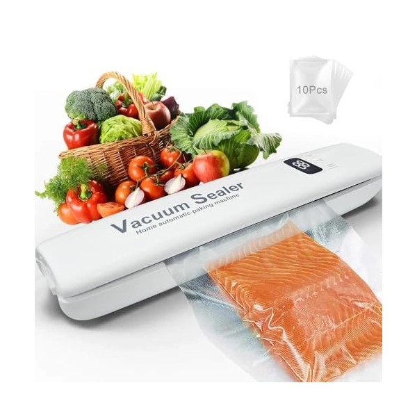 Frohsen Machine Sous Vide Alimentaire, Avec 10 Sacs de Scellage Sous Vide, Scelleuse SousVide Automatique Pour Aliments, Affi
