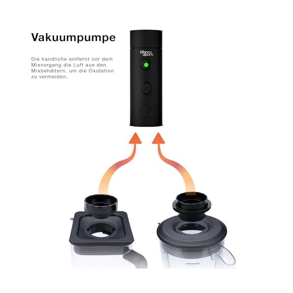 bianco di puro Pompe à vide compatible avec tous les mixeurs haute performance et sacs sous vide Bianco - Portable - Avec 3 s