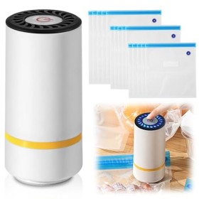 GOEDCH Machine à emballer sous vide avec 15 sacs sous vide : appareil de mise sous vide portable pour aliments, mise sous vid