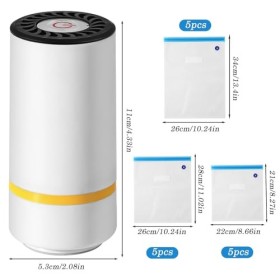 GOEDCH Machine à emballer sous vide avec 15 sacs sous vide : appareil de mise sous vide portable pour aliments, mise sous vid