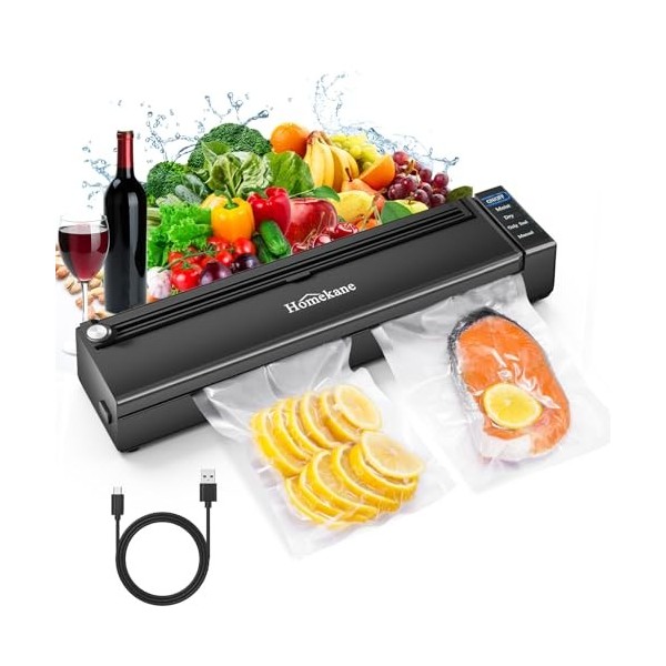 HOMEKANE Machine Sous Vide Alimentaire, 6 Modes Machine à Vide avec Sans Fil, Scelleur Sous Vide Avec Machine de Découpe 5 s