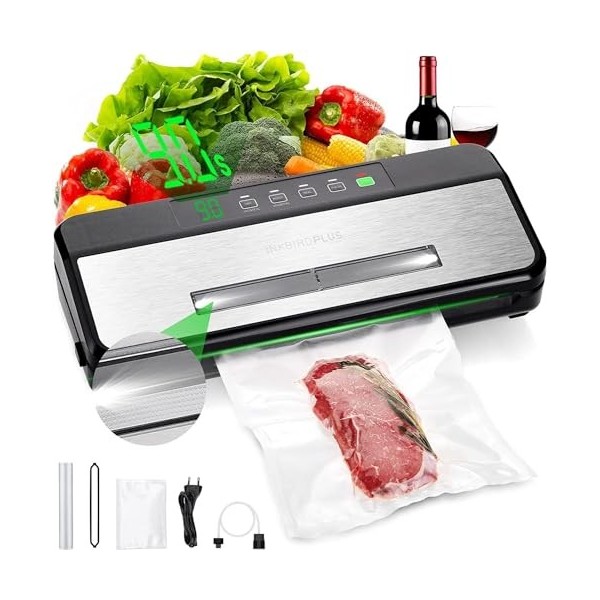 INKBIRD Machine Sous Vide Alimentaire INK-VS01P, Appareil de Mise Sous Vide Automatique avec Cutter pour Aliments Secs et Hum