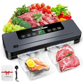 Machine à emballer sous vide 6 en 1 avec aspiration puissante de 65 kPA pour la conservation des aliments secs et humides, ma