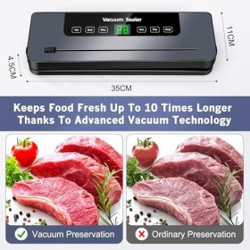 Machine à emballer sous vide 6 en 1 avec aspiration puissante de 65 kPA pour la conservation des aliments secs et humides, ma