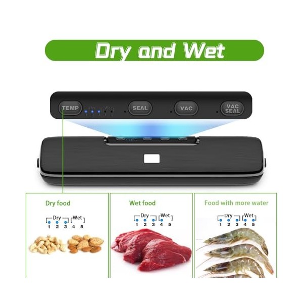 Cocoarm Machine à emballer sous vide alimentaire avec 15 sacs sous vide, machine automatique de stockage