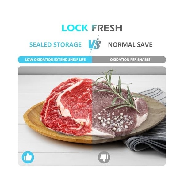 Qivine Machine Sous Vide Alimentaire 5 en 1 100W Appareils de Mise Sous Vide Pour Aliments Secs et Humides avec Couteau de Co