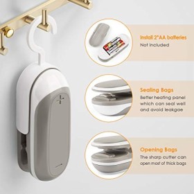 Machine à sceller les sacs, mini clips de scellage de sacs, 2 en 1 portable de cuisine, machine à sceller de type sac portabl