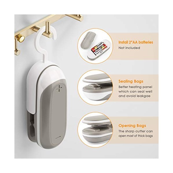 Machine à sceller les sacs, mini clips de scellage de sacs, 2 en 1 portable de cuisine, machine à sceller de type sac portabl