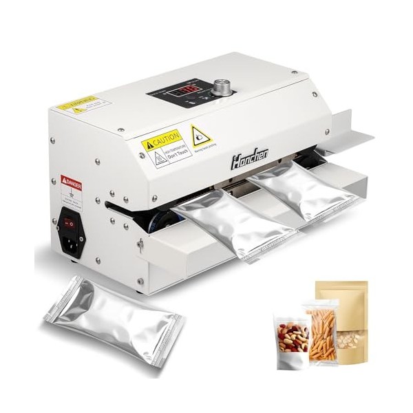 Hanchen Scellant automatique continu de 6 m/min - Température et vitesse réglables - Rouleau de 3000 W - Pour sacs en plastiq