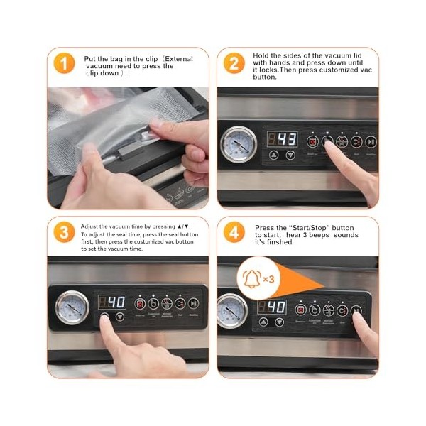 Wevac Machine Sous Vide Alimentaire Professionnelle en Acier Inoxydable, Chambre à Vide de 4,7 L, Appareils de Mise Sous Vide