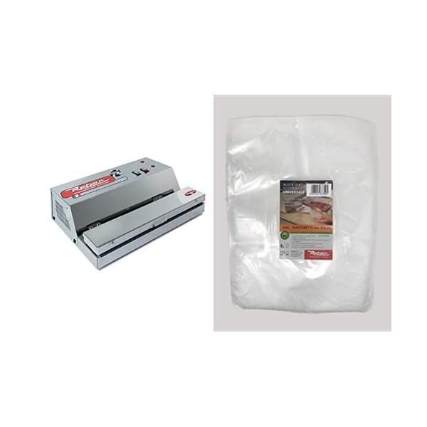 Reber-9709 en Appareil à Emballage Sous Vide Automatique Ecopro 30,-850MB 18 L/Min Inox 200 Watts Gris & 6735N Sachet sous Vi