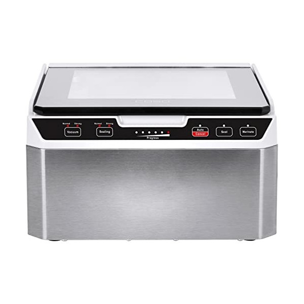 Caso VacuChef 40 - Appareil de mise sous vide à cloche en acier inoxydable, chambre à vide de 3L 70 litres/minute, double sou