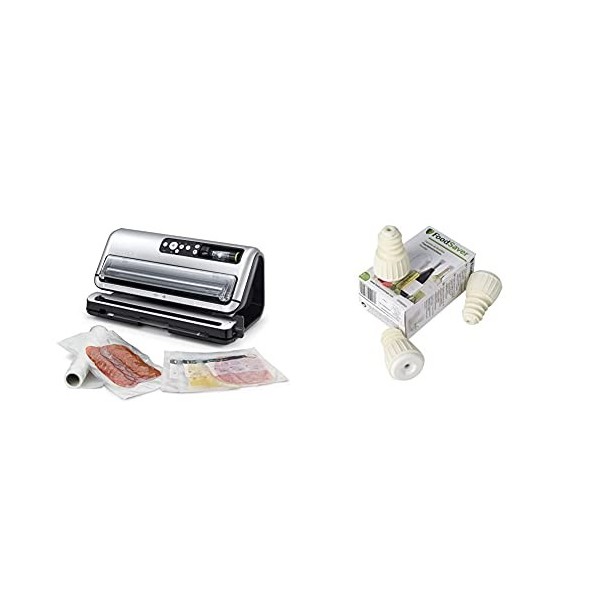 FoodSaver machine sous vide automatisé et professionnel avec compartiment de rangement & FSFSBS0024-050 Pack de 3 Bouchons he