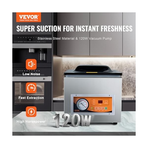 VEVOR Machine à emballer sous vide à chambre 260 W machine demballage sous vide taille compacte 260 mm dans la cuisine domes