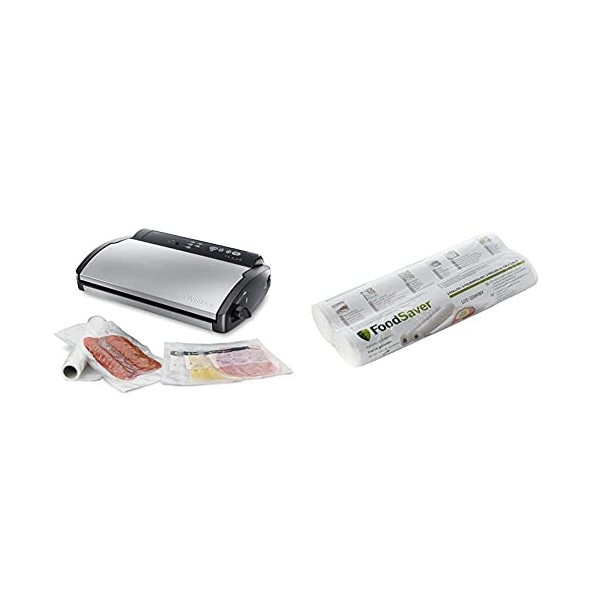 FoodSaver V2860-I Machine Sous Vide avec Compartiment de Rangement pour Rouleau et Cutter et 3 Vitesses dAspiration & Roulea