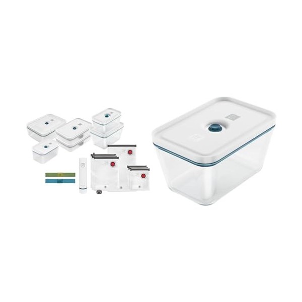 ZWILLING Kit de démarrage de Mise sous Vide Fresh & Save, en Verre, 16 unités, La Mer & Boîte Sous-Vide, La Mer, L