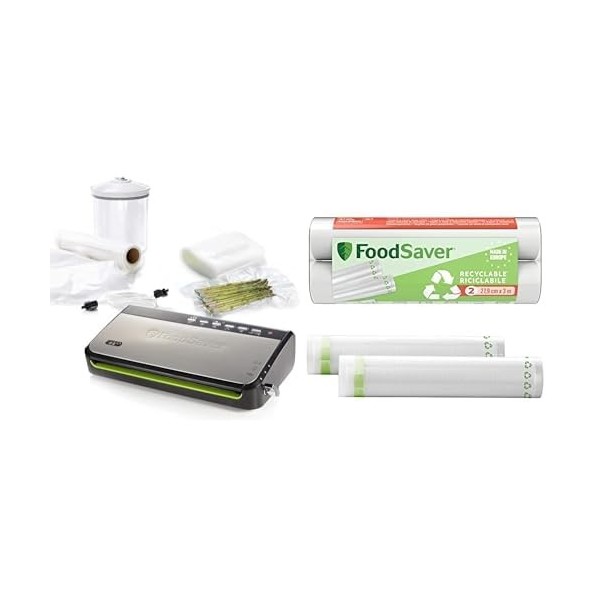 FoodSaver FFS005X Machine sous Vide avec Compartiment de Rangement pour Rouleau et Cutter, Fonction Pulse pour Aliments Fragi