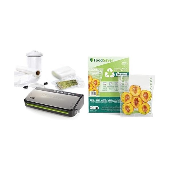 FoodSaver FFS005X Machine sous Vide avec Compartiment de Rangement pour Rouleau et Cutter, Fonction Pulse pour Aliments Fragi